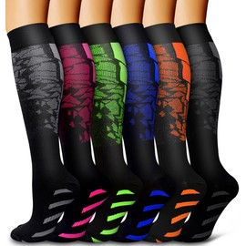 Bluemaple 6 Pack Copper Compression Socks for Women and Men Circulation-Best Support for Medical, Running,Nursing,Athletic