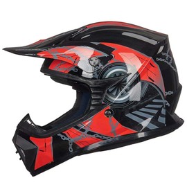 ILM Youth & Kids Dirt Bike Helmets Motocross ATV Dirtbike BMX MX Offroad Full Face Motorcycle Helmet, DOT Approved Model 128YS (Red Black, Youth-Large)