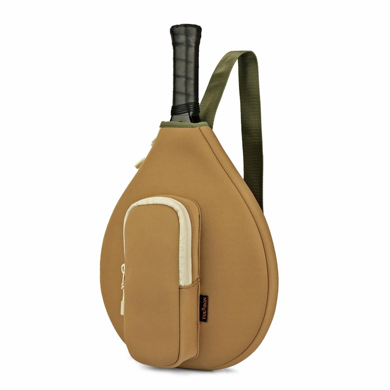 Neoprene Padded Pickleball Paddle Sling Bag with Ball Holder Pouch,