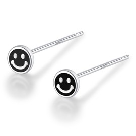 925 Silver 925 Silver 925 Hypoallergenic Small Small Mini Size Inconspicuous Delicate Simple Warm Smile Energetic Earrings, Sterling Silver, No Gemstone