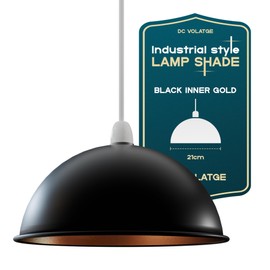 Metal Lamp Shades Living Room Ceiling Pendant Light Shade 21cm Easy Fit Lampshades Only for Industrial Ceiling Light Fitting Bedroom, Kitchen(Free Reducer Plate)