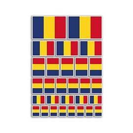A4 Sticker Sheet Romania Flags Vinyl Stickers - Romanian Country Europe World National Flag Vacation Travel Holiday Car Aesthetic #80061