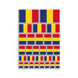 A4 Sticker Sheet Romania Flags Vinyl Stickers - Romanian Country Europe World National Flag Vacation Travel Holiday Car Aesthetic #80061
