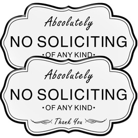 Absolutely No Soliciting of Any Kind Signs,(2 Pack) RAMIEYOO Designer Acrylic Smoke Free Signs,Double Sided Tape,Easy Installation,Great for Home,Buiness,Indoor/Outdoor Use