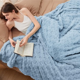 Bedsure Sea Blue Fleece Blanket for Bed - Super Soft Cozy King Blankets for Women, Cute Large Throws for Girls as Gifts, 108x90 Inches