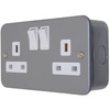 Metal Clad Double Pole Socket 2 Gang 13A Switched with
