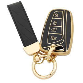 AYGUCEKE TPU Protective Key Fob Cover Case Compatible with Hyundai Azera Genesis Santa Fe Equus Key Fob (Black)