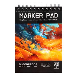 A5 Marker Paper Sketchbook Bleedproof Alcohol Markers Pad 60pages (30sheets) Double-Sided 120lb (200gsm) Thick Marker Paper Drawing Art Notebook Gift for Kids Artists