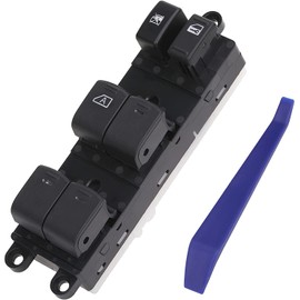 Obaee Interruptor de ventana maestro, botón de control de encendido delantero izquierdo del lado del conductor compatible con Nissan Frontier 2005-2012, Nissan Xterra 2005-2012, repuesto OEM 25401-EA003, 1 botón automático 12 pines