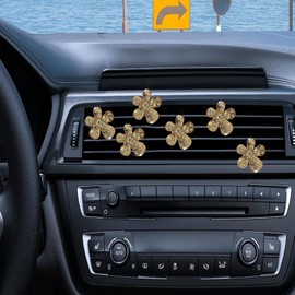 Daisy Lüftungsschlitz-Clips, 3 Stück, niedliche Blume, Kristall, Strass, Auto-Klimaanlage, Auslass-Clip, Fahrzeug-Lufterfrischer-Clip, Charm, Auto-Innendekoration, Zubehör für Frauen (Gold