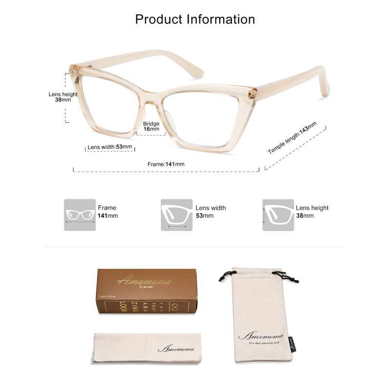 AMOMOMA 2 Pack Trendy Stylish Reading Glasses for Women,Retro Square