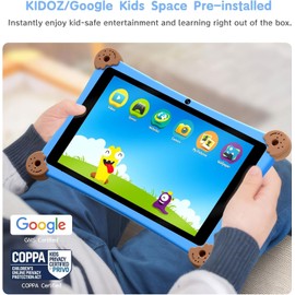 Kids Tablet, 8 Inch Android 13 Tablet for Kids 3-12 with KIDOZ Preinstalled, 6GB+32GB Storage, WiFi 6, Quad-Core, Parental Control, Anti-Fall Design, Adjustable Strap Included, Great Gift for Kids