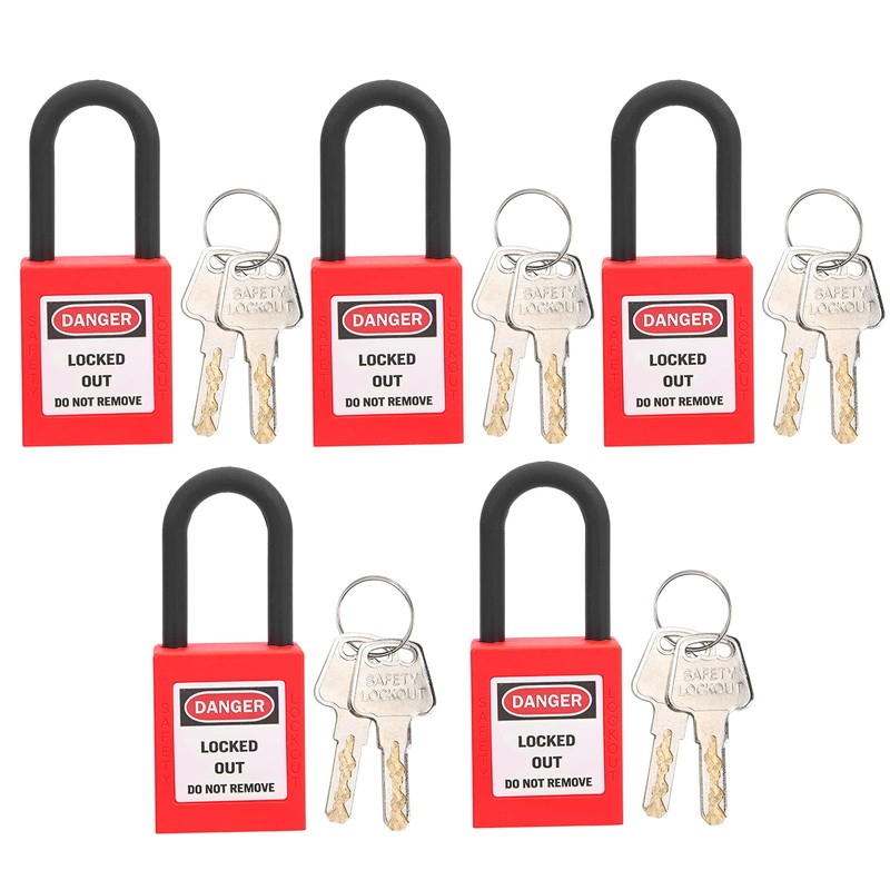 Lockout Padlock, Portable 38mm 5 Sets Lockout Lock for Industrial