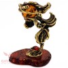 Solid Brass Amber Figurine of GoldFish Veiltail fish Totem talisman