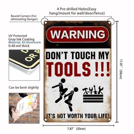 Yiruhe Not Touch My Tools Metal Signs Vintage Style Tool Warning Sign 8 x 12 Inch（2439）…