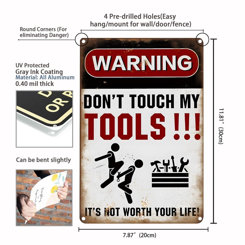 Yiruhe Not Touch My Tools Metal Signs Vintage Style Tool