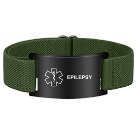 Pmormyy Medical Alert Bracelet for Women Men, Adjustable Medical Alert ID Wristband for Epilepsy Green