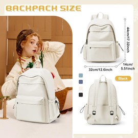 VENATIN School Backpack for Women Men, Waterproof Lightweight College Bookbag Laptop Backpack Travel Rucksack Casual Daypack Backpacks Middle High School Bag for Teen Girls Boys, Beige