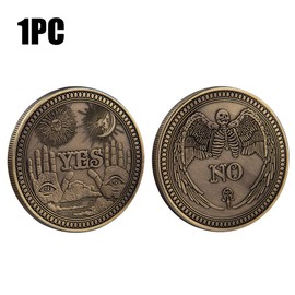 Yes No Metal Decision Coin, Decision Coin Decoration Yes No All Seeing Eye Death Angel Gothic Gift