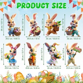 Easter Yard Decorations Outdoor, 8 PCS Bunny Yard Stakes, Outside Decorations, Cute 3D Plastic Rabbit Holiday Welcome Signs for Easter Party Garden Lawn Patio Ornaments Spring Sign Outside Decor
