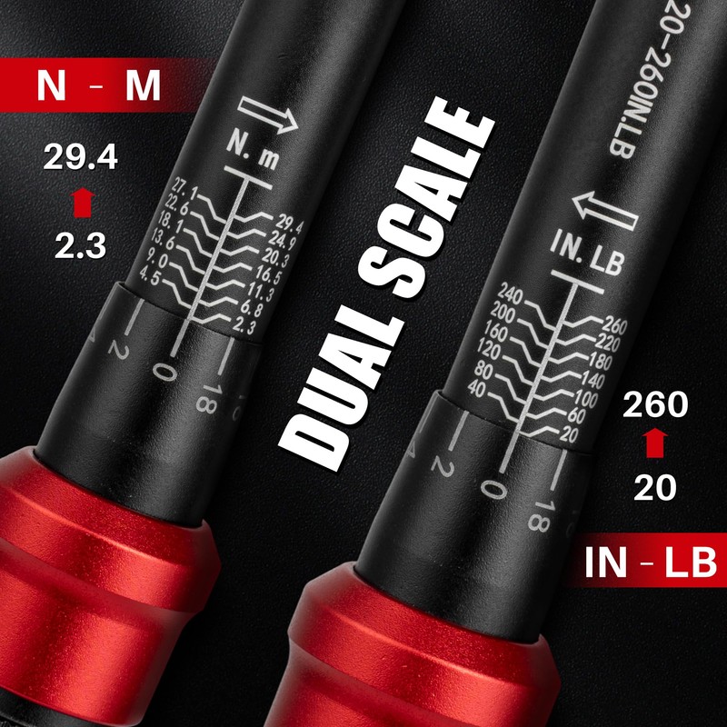 XEIMILE 51Pcs Bike Torque Wrench Set,1/4" Drive 20-260 In.Lb/2.3-29.4Nm,Inch Pound