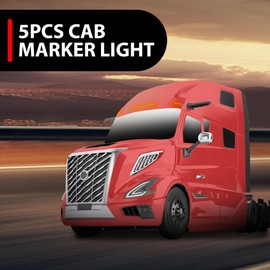 LED Front 5pcs Rectangle Cab Lights, Fit Freightliner Century/Columbiaor/Volvo Trucks, Amber Top Roof Running Cab Marker Light, Clearance & Indicator Lamp