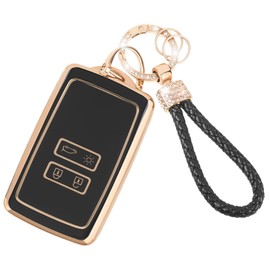 Car Key Case Cover Compatible with Renault Arkana Clio Koleos Megane Duster Kadjar Talisman Captur Espace 4 Buttons Car Key Cover TPU Key Case with Key Fob Black
