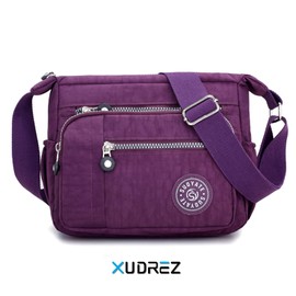 LYUK Ladies’ Multi-Compartment Shoulder Bag for Shopping, Travel, Hiking, Daily Use - Purple -