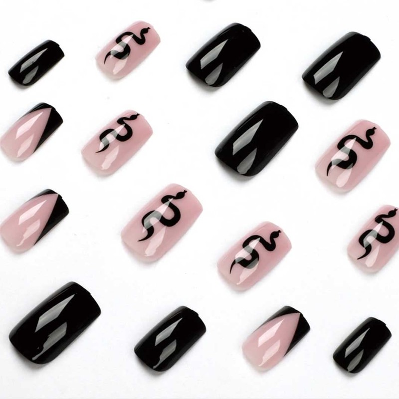 Enppode Medium Press on Nails Square Acrylic Nails Nude &
