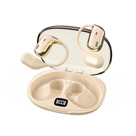 Bluetooth Open Ear Earbuds, Air Conduction Headphones with Hi-Fi Stereo Audio, Touch Control Bluetooth Headphones, Waterproof Sport Earphones with Mic for Android/iOS 500mAh (Yellow)