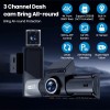 3 Channel Front Rear Inside 360° Car Camera 4K+1080P*2 WiFi