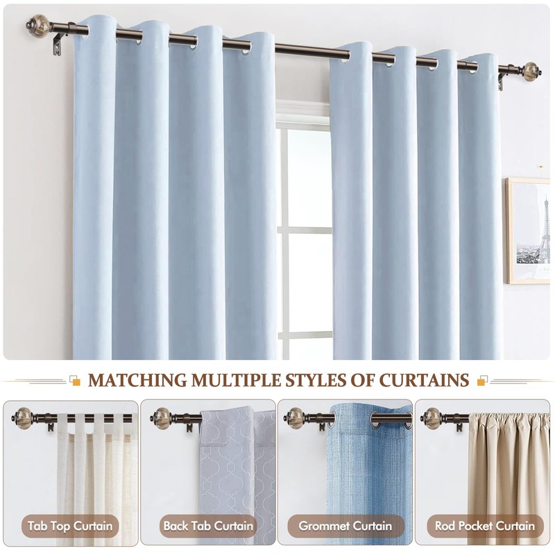 KAMANINA 1 Inch Curtain Rods for Windows 48 to 84