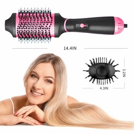 Hair Dryer Brush Blow Dryer Brush in One, Hot Air Brush,Upgraded 4 in 1 Hair Dryer and Styler Volumizer with Negative Ion Anti-frizz Ceramic Titanium Barrel Hot Air Brush Hair Straightener Brush