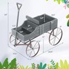 Wagon Planter, Decorative Wooden Garden Planter with Wheels, 2 Planting