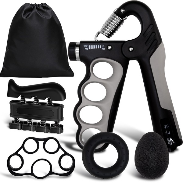 5 en 1 Ejercitador de Mano Ajustable (5-100KG), Antebrazo Ejercitador