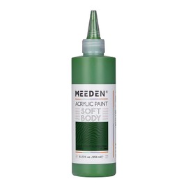 MEEDEN Olive Green Acrylic Paint: 250ml/8.8oz Soft Body Bulk Acrylic Colours in Squeeze Bottle - Fluid Flow Art Paints for Artists Canvas Painting