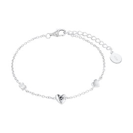 s.Oliver Women’s Bracelet. 925 Sterling Silver/Stainless Steel, Heart, Comes in Jewellery Gift Box, Sterling Silver, Cubic Zirconia