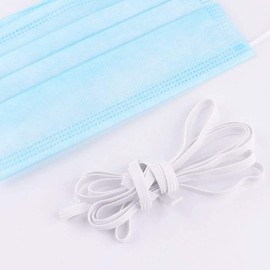 [6mm, 50m]Flat Elastic Band, SlickMart Braided Stretch Strap Cord Roll Heavy Stretch Elastic Band Round Ear Tie Earloop Strap for Sewing DIY Arts Crafting