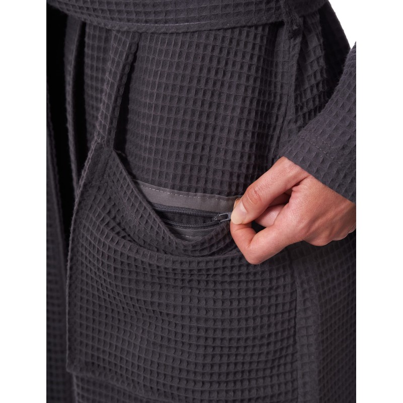 Morgenstern Bathrobe Women Luxury Soft Waffle Light Grey Size M