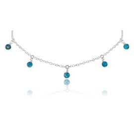 Apatite Bead Drop Choker in Sterling Silver