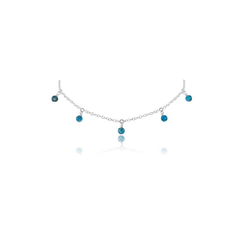 Apatite Bead Drop Choker in Sterling Silver