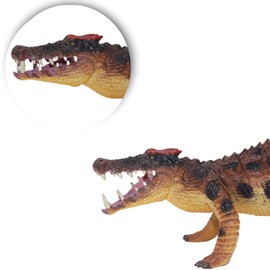 Gemini&Genius Brown Boar-Crocodile Animal Action Figure Toys for Kids, Kaprosuchus Figurine - Prehistoric Boar Crocodile with Movable Mouth