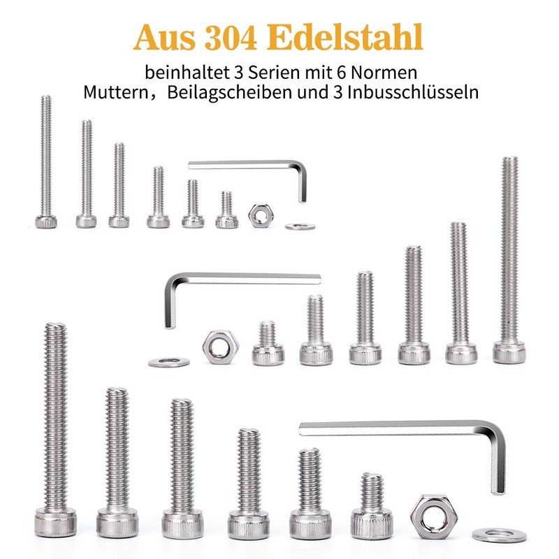 Set of 1080 Pieces M2 M3 M4 Carbon Steel Hex