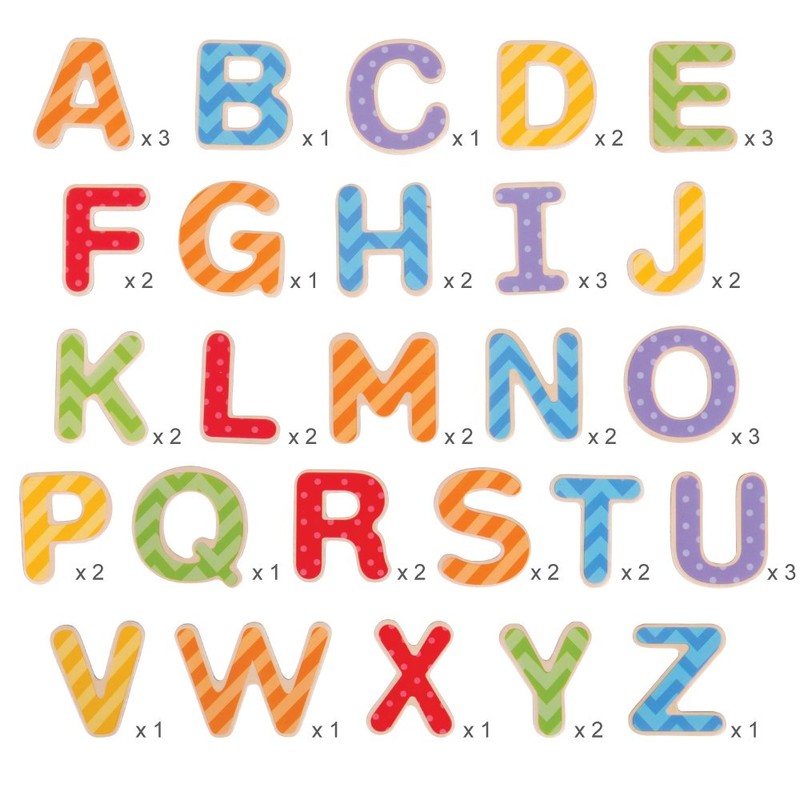 Bigjigs Toys Educational Wooden Magnetic Letters - Uppercase