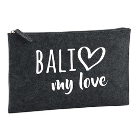 Huuraa Kulturbeutel Bali My Love Geschenk 1 Liter Charcoal Filz Bali Geschenkidee