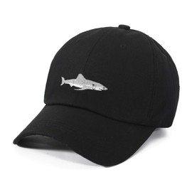 ZLYC Embroidered Cotton Baseball Cap Adjustable Snapback Dad Hat (Shark Black),One Size