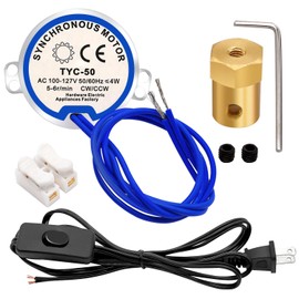 mankk Synchronous Motor Turntable Motor Electric Synchron Motor 5-6RPM 50/60Hz AC100~127V 4W CCW/CW with Flexible Coupling and Power Cord for Cup Turner,Crafting,Model M-TYC-50-5-6R-XLLB1PCS