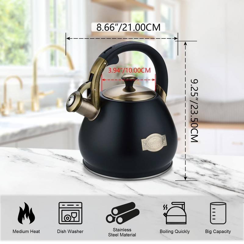 Tea Kettle Stovetop Whistling Kettle Teapot, 3Quart Tea Pot Stainless