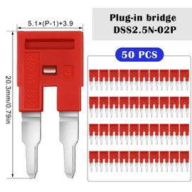 Saysurey 50 Pcs DSS2.5N-02P DIN Rail Terminal Block Press Fit Jumper DK2.5N DK2.5N-BL, 2 Pole