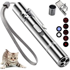 Electric Gift for Pets, USB Rechargeable Laser Pet Toy, 1 Count 5 Adjustable Modes Pets Interactive LED Light Toy for Cat, Pet Training Toy, Indoor & Outdoor Pet Toys, Cat Toys - Color: Silver, Specification: 2 Counts